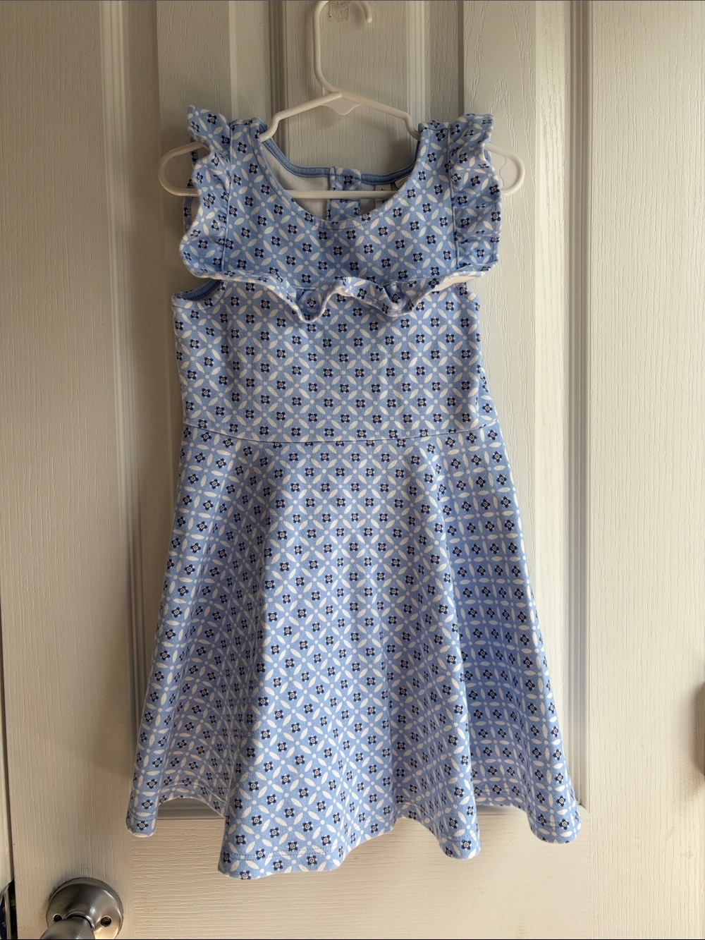 Janie and Jack Toddler's Periwinkle Floral Geo Ruffle Dress Size 4T